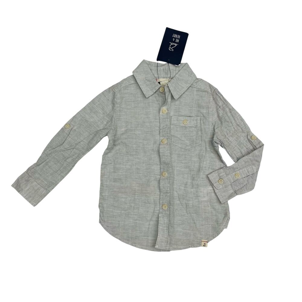 NWT Me & Henry 5/6Y Grey Long Sleeve Button Up